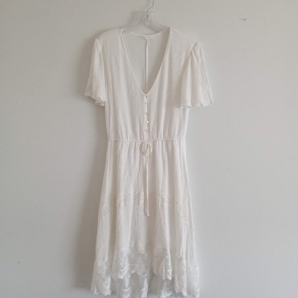 Maurices Hi-Low Prairie V-Neck White Dress M - Picture 14 of 14